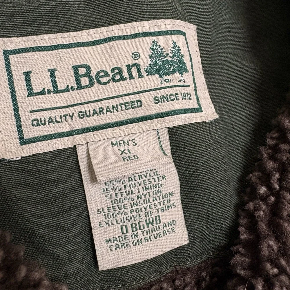 LL Bean Men's Chore Jacket VTG Sherpa Fleece Lined Barn Coat Canvas XL EUC